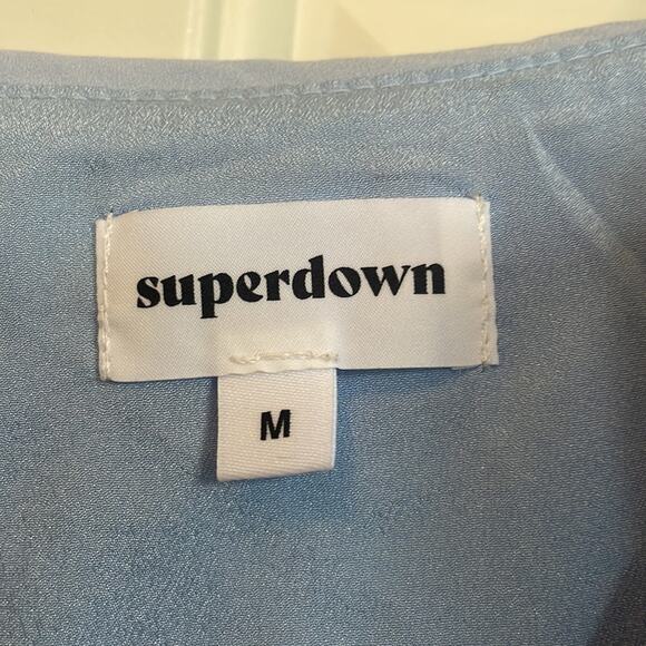 Superdown (REVOLVE) Bonita Drape-Back Mini Dress Medium M Blue FEMININE COQUETTE - Picture 4 of 6